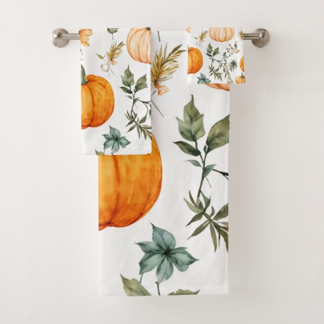 Rustikales Pumpkin-Muster Badhandtuch Set (Insitu)