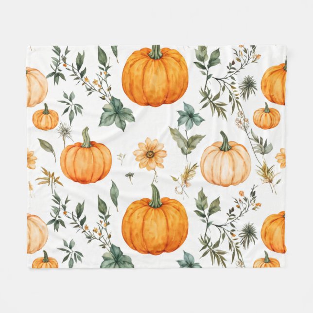 Rustikales Pumpkin-Muster Fleecedecke (Vorderseite (Horizontal))