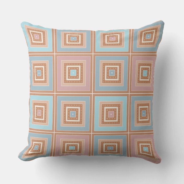 Rustikales Quadrat-Muster im Patchwork-Stil Kissen (Vorderseite)