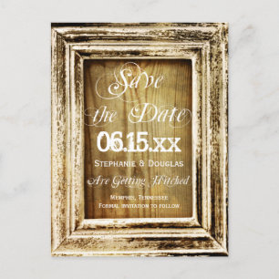 Rustikales Rahmenholz Save the Date Postkarten