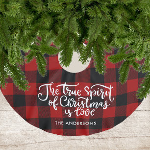 Rustikales Red Buffalo Kariertes Bauernhaus Polyester Weihnachtsbaumdecke