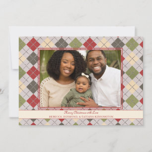 Rustikales Red Christmas Raute Tinsel Holiday Foto Feiertagskarte