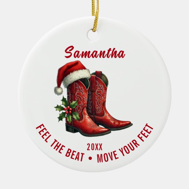 Rustikales Red Country Cowboy Boots Ornament (Vorne)