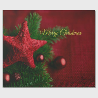 Rustikales Red Star & Pine Weihnachtswrapping Pape Geschenkpapier