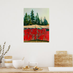 Rustikales Red Wood Boat auf Strand Poster