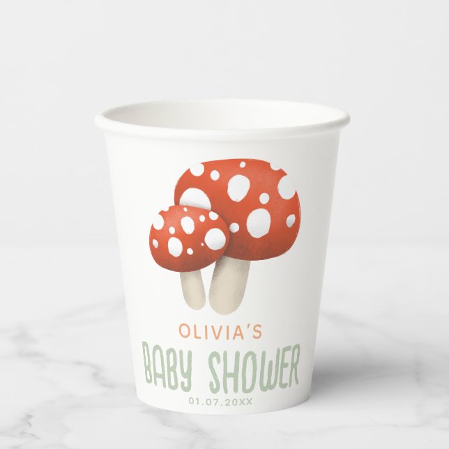 Rustikales Red Woodland Mushroom Kinderdusche Pappbecher (Vorderseite)