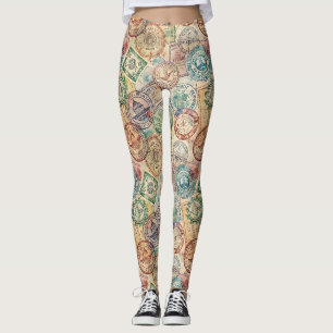 Rustikales Reisepass-Stempel-Reisemuster (1) Leggings