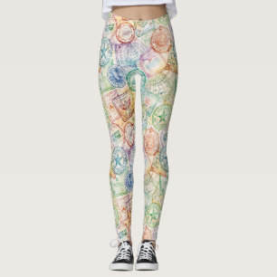 Rustikales Reisepass-Stempel-Reisemuster (3) Leggings