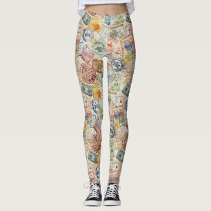 Rustikales Reisepass-Stempel-Reisemuster (6) Leggings