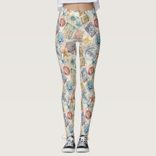 Rustikales Reisepass-Stempel-Reisemuster (7) Leggings