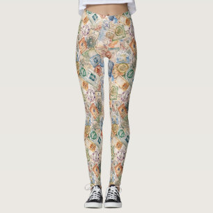 Rustikales Reisepass-Stempel-Reisemuster (9) Leggings