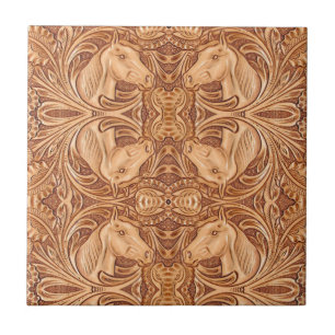 Rustikales Reitpferd aus Western Fliese