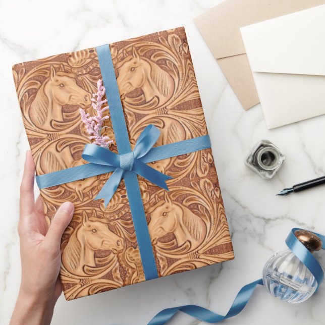 Rustikales Reitpferd aus Western Geschenkpapier (Schenken)