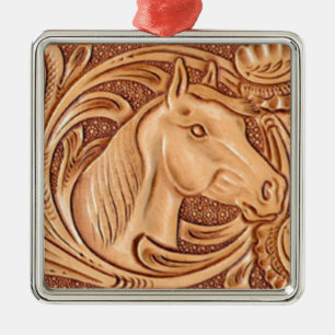 Rustikales Reitpferd aus Western Silbernes Ornament