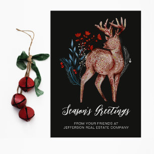 Rustikales Rentier Wreath Nordic Folk Business Feiertagspostkarte