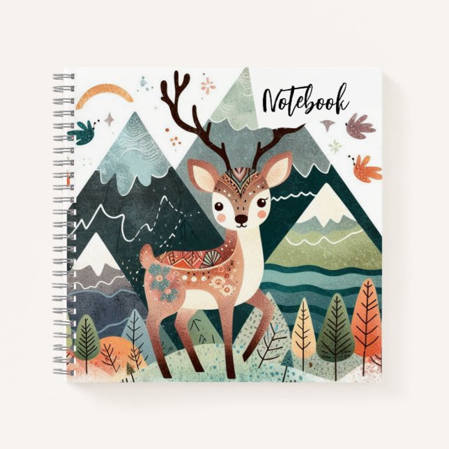 Rustikales Retreat - Herbst Hirsch im Bergkiefer Notizbuch (Vorderseite)