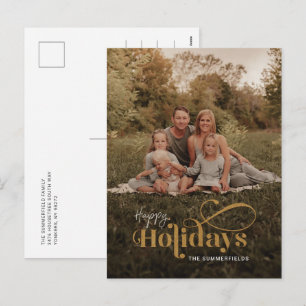 Rustikales Retro Happy Holidays Kalligrafisches Fo Feiertagspostkarte
