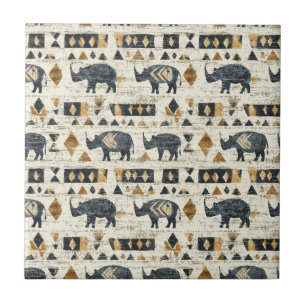 Rustikales Rhino-Stammesmuster (1) Fliese