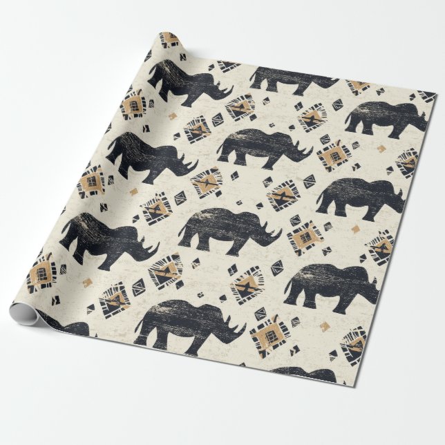 Rustikales Rhino-Stammesmuster (2) Geschenkpapier (Ungerollt)
