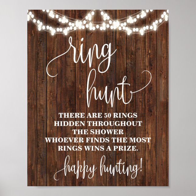 Rustikales Ring Hunt Game Brautparty Hochzeitszeic Poster (Vorne)