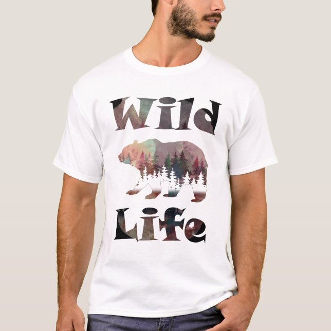Rustikales Roaming Bären Wasserfarbe Wildnis T-Shirt (Vorderseite)