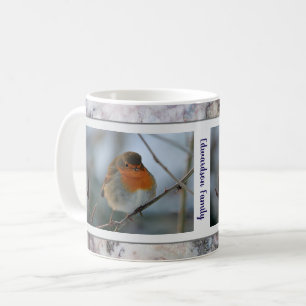 Rustikales Robin-Vogelmarmor-Muster Familienname Kaffeetasse