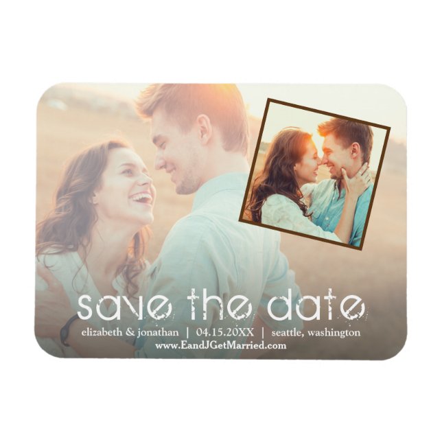 Rustikales Romantisches 2 Foto Save the Date Magnet (Horizontal)