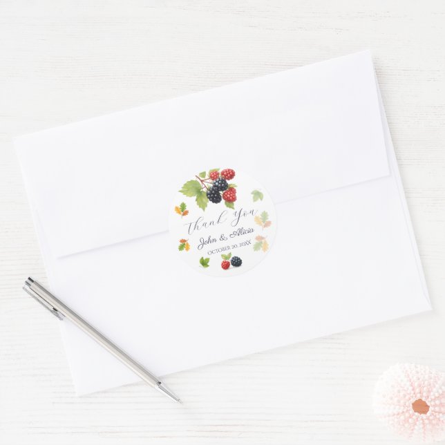 Rustikales Romantisches Herbst-Berry-Hochzeitssemb Runder Aufkleber (Umschlag)