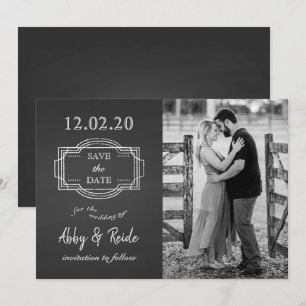 Rustikales romantisches Schwarz-Weiß-Foto Save the Date