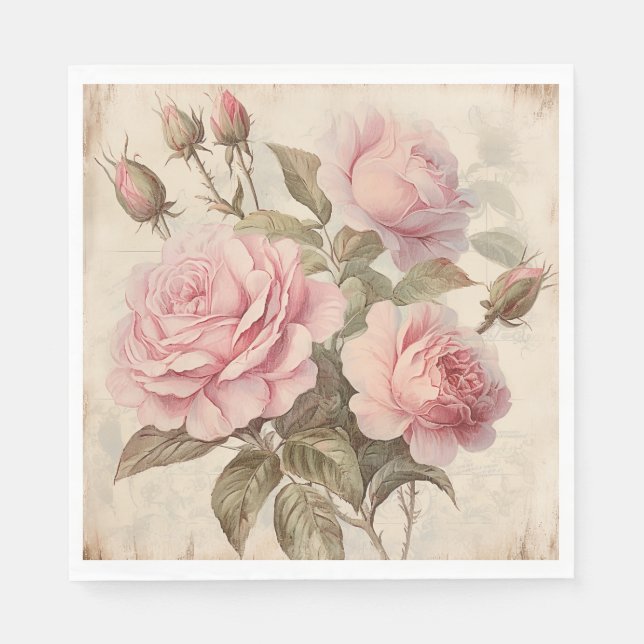 Rustikales Rosa Bouquet Serviette (Vorderseite)
