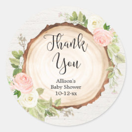 Rustikales Rosa cremefarbenes Holzstück Runder Aufkleber