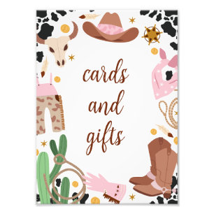 Rustikales rosa First Rodeo Geburtstagsmenü Zeiche Fotodruck