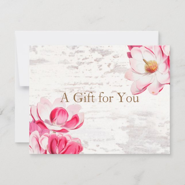 Rustikales rosa florales Magnolia-Weathered Wood (Vorderseite)