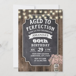 Rustikales rosa Gipskraut Mason Jar 60. Geburtstag Einladung