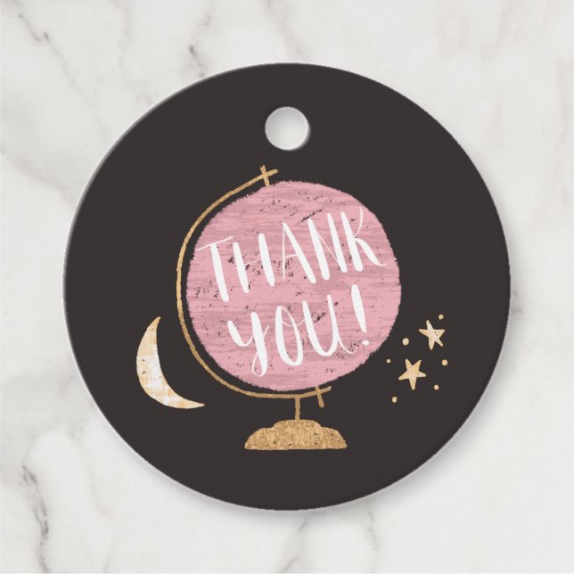 Rustikales Rosa Globe Erlebnis Thema Kinderdusche Geschenkanhänger (Vorderseite)