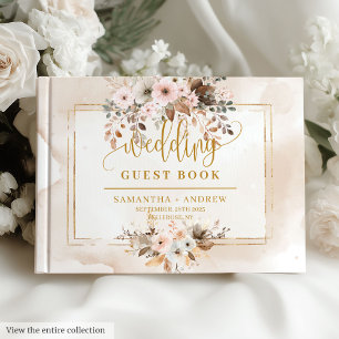 Rustikales Rosa Gold Herbst Gästebuch