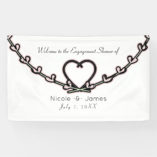 Rustikales rosa Heart Vine Brautparty Custom Party Banner