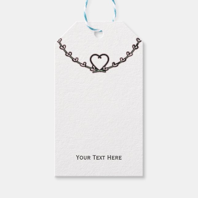 Rustikales rosa Heart Vine Brautparty Gastgeschenk Geschenkanhänger (Vorderseite)