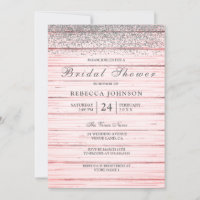 Rustikales Rosa Holz Silber Glitzer Brautparty