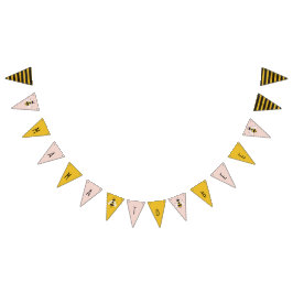 Rustikales rosa Illustriertes Bienenbannerzeichen Wimpelkette