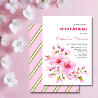 Rustikales rosa Kirschblossom Sakura Floral Geburt Einladung