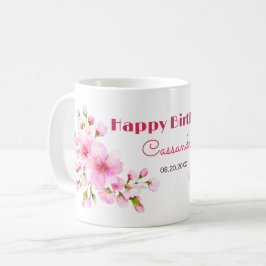 Rustikales rosa Kirschblossom Sakura Floral Geburt Kaffeetasse