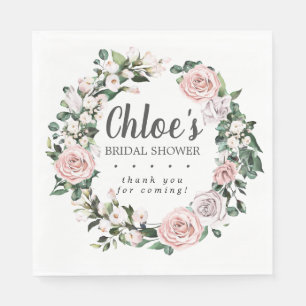 Rustikales rosa Lila florales Brautparty Danke Serviette