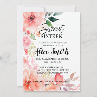 Rustikales Rosa Rose Gold 16 . Geburtstag Einladung