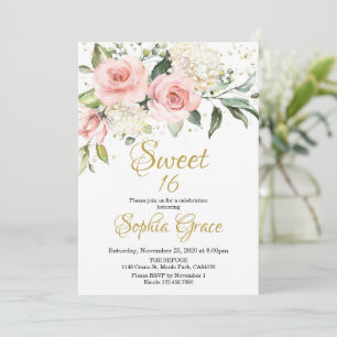 Rustikales Rosa Rose Gold 16 . Geburtstag Einladung
