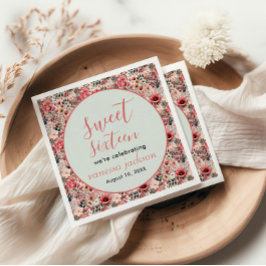 Rustikales Rosa Rose Gold 16 . Geburtstag Serviette