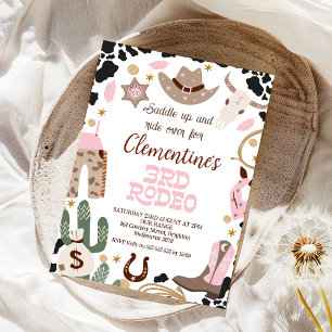 Rustikales rosa Sattel 3. Rodeo 3. Geburtstag Einladung