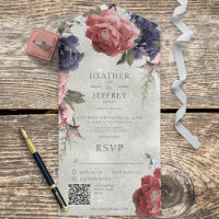 Rustikales Rosa und blaue Peongs zeigen grünen QR-