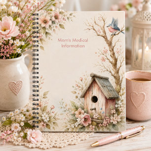 Rustikales rosa Vogelhaus Medizinische Information Notizblock