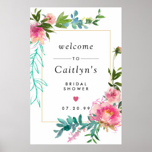 Rustikales rosafarbenes florales Boho-Brautjungfer Poster